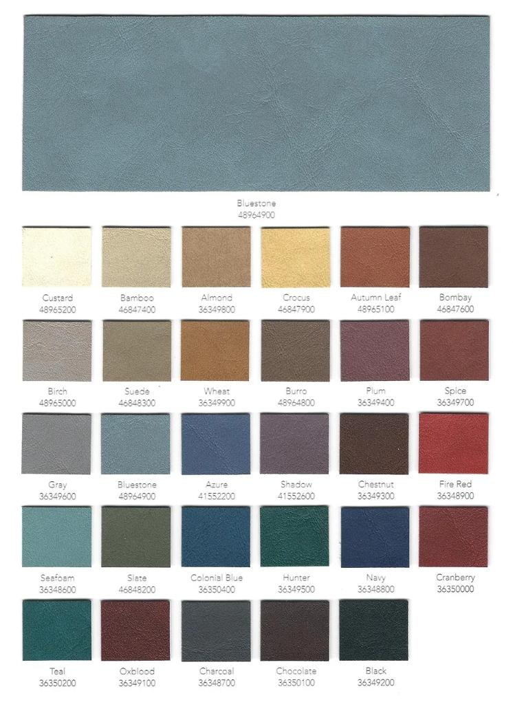 Boltaflex color chart showing all available vinyl colors